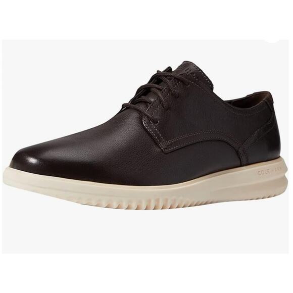 Cole Haan Men's Grand + Plain Toe Oxford Dress Shoe Brown Leather Size 8.5 NIB - Picture 1 of 13